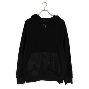 Prada Ujl45b Re-nylon Switched Triangle Plate Pullover Hoodie Men's XS